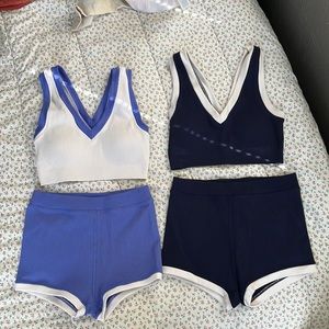 2 aerie offline matching set shortie shorts padded tank top size small